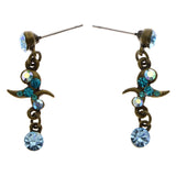 Mi Amore AB Finish Antiqued Drop-Dangle-Earrings Gold-Tone & Blue