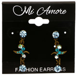 Mi Amore AB Finish Antiqued Drop-Dangle-Earrings Gold-Tone & Blue