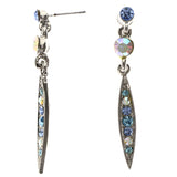 Mi Amore AB Finish Drop-Dangle-Earrings Silver-Tone/Blue