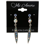 Mi Amore AB Finish Drop-Dangle-Earrings Silver-Tone/Blue