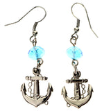 Mi Amore AB Finish Anchor Dangle-Earrings Silver-Tone & Blue