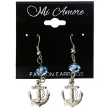 Mi Amore AB Finish Anchor Dangle-Earrings Silver-Tone & Blue