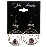 Mi Amore Bow Dangle-Earrings Silver-Tone/Pink