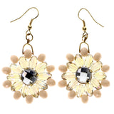 Mi Amore AB Finish Flower Dangle-Earrings Peach & Gold-Tone