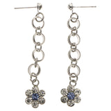 Mi Amore Flower Drop-Dangle-Earrings Silver-Tone/Blue