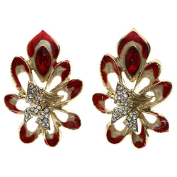 Mi Amore Flower Post-Earrings Red/Gold-Tone