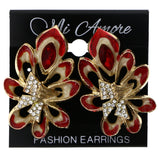 Mi Amore Flower Post-Earrings Red/Gold-Tone