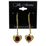 Mi Amore Heart Drop-Dangle-Earrings Gold-Tone/Red