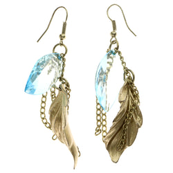 Mi Amore Leaf Dangle-Earrings Gold-Tone/Blue