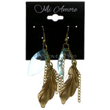 Mi Amore Leaf Dangle-Earrings Gold-Tone/Blue