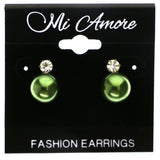 Mi Amore Post-Earrings Green/Silver-Tone