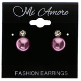 Mi Amore Post-Earrings Purple/Silver-Tone