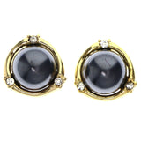 Mi Amore Post-Earrings Black/Gold-Tone