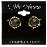 Mi Amore Post-Earrings Black/Gold-Tone
