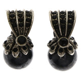 Mi Amore Antiqued Drop-Dangle-Earrings Black/Silver-Tone