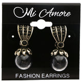 Mi Amore Antiqued Drop-Dangle-Earrings Black/Silver-Tone