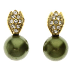 Mi Amore Antiqued Post-Earrings Green/Gold-Tone