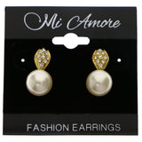 Mi Amore Post-Earrings White/Gold-Tone
