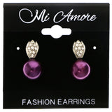 Mi Amore Post-Earrings Purple/Silver-Tone