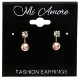 Mi Amore Post-Earrings Pink/Silver-Tone