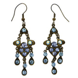 Mi Amore Antiqued Heart AB Finish Dangle-Earrings Gold-Tone & Blue