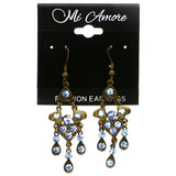 Mi Amore Antiqued Heart AB Finish Dangle-Earrings Gold-Tone & Blue