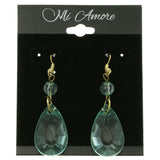 Gold-Tone Dangle-Earrings With Blue Crystal Accents