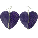 Mi Amore Heart Dangle-Earrings Purple/Silver-Tone