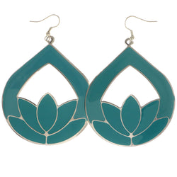 Mi Amore Lotus Flower Dangle-Earrings Silver-Tone/Blue
