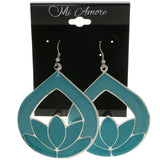 Mi Amore Lotus Flower Dangle-Earrings Silver-Tone/Blue