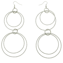 Silver-Tone Metal Dangle-Earrings