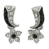 Mi Amore Flower Dangle-Earrings Silver-Tone/Black