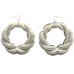 Mi Amore Twist Pattern Dangle-Earrings Silver-Tone