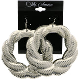 Mi Amore Twist Pattern Dangle-Earrings Silver-Tone