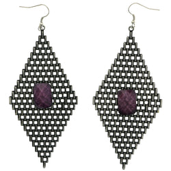 Mi Amore Mesh Pattern Dangle-Earrings Dark-Silver/Purple