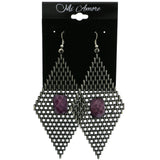 Mi Amore Mesh Pattern Dangle-Earrings Dark-Silver/Purple