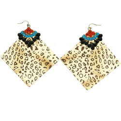 Mi Amore Cheetah Print Dangle-Earrings Brown/Multicolor