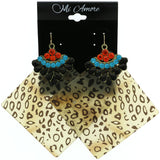 Mi Amore Cheetah Print Dangle-Earrings Brown/Multicolor