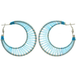 Mi Amore String Hoop-Earrings Silver-Tone/Blue