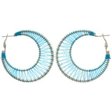 Mi Amore String Hoop-Earrings Silver-Tone/Blue