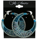 Mi Amore String Hoop-Earrings Silver-Tone/Blue