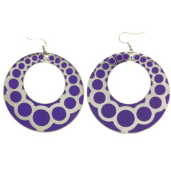 Mi Amore Circle Pattern Dangle-Earrings Silver-Tone/Purple