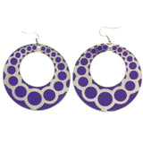 Mi Amore Circle Pattern Dangle-Earrings Silver-Tone/Purple