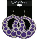 Mi Amore Circle Pattern Dangle-Earrings Silver-Tone/Purple