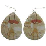 Mi Amore Teardrop  Circle Pattern Dangle-Earrings Silver-Tone/Orange