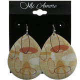 Mi Amore Teardrop  Circle Pattern Dangle-Earrings Silver-Tone/Orange