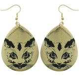 Mi Amore Teardrop  Cat Dangle-Earrings Gold-Tone/Black