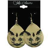 Mi Amore Teardrop  Cat Dangle-Earrings Gold-Tone/Black