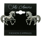 Silver-Tone Metal Stud-Earrings