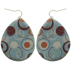 Mi Amore Teardrop  Circle Pattern Dangle-Earrings Blue/Orange